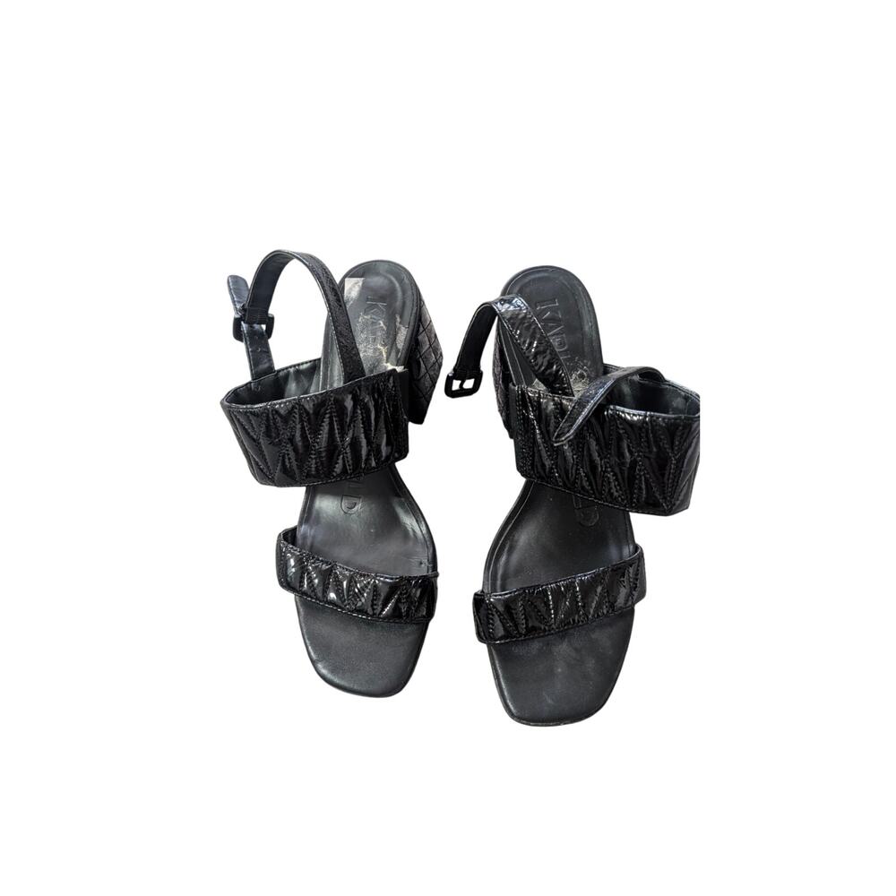 Karl Lagerfeld Paris Black Quilted Platform Sandals Size 8 EUC